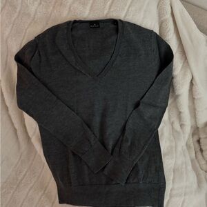 Paul Smith 100% Merino Wool Charcoal V-Neck Sweater